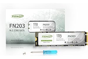 Fikwot FN203 1TB M.2 SATA SSD - SLC Cache 3D NAND TLC SATA III 6Gb/s M.2 2280 NGFF Unità a Stato Solido Interna, Fino a 550MB/s, Compatibile con Ultrabook, Tablet PC e Mini PC