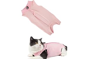 WLVINSON Professioneller Genesungsanzug für Katzen,Body Katze Nach OP,Anti-Lecken Anzug nach Operationen,Hautkrankheiten Oder Bauchwunden,E-Halsband Alternative für Katzen,Warmhalten und Schutz (Größe S,Rosa)