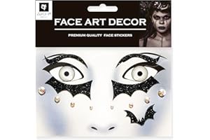AKH® Halloween Face Stickers | Glitter Face Tattoo Stickers with Gems Jewels Diamante Stones | Halloween temporary tattoo face gems for Makeup Masquerade Costume | Horror Scary Face Art (Pattern A)