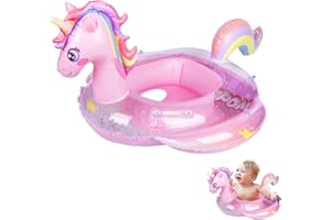 ZSYIULIA Baby Swimming Float, Baby Inflatable Pool Float with Seat for 6-36 Months, Baby Girl Inflatable Baby Swimming Ring Pool Float for Infant Toddler Kids 1-3 Years (Pink Unicorn)