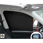 TRAKMATS Tesla Model Y 2019-2025 ile Uyumlu Oto G&uuml;neşlik Perde, 2 Adet, Cırtlı, Siyah, 77x45 cm