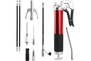 SHUESS Enhandsfettpress-set, 11 TLG 7000 PSI (400 cc), högtryck, fettpress för smörjnippel, enhandsfettpress-set med pistolha