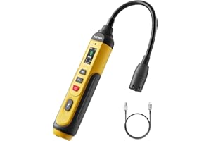 AEGTEST AGT-1988PRO Rechargeable Natural Gas Detector, Gas Leak Detector with 17.5 cm Neck, TFT Color Display, 0–9999PPM Range for Combustible Leaks Like Propane, Methane for Home & RV - Yellow