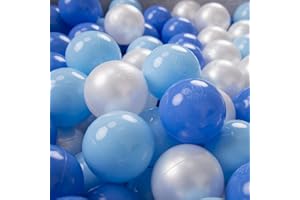 KiddyMoon 200/6Cm ∅ Balles Colorées Plastique pour Piscine Enfant Bébé Fabriqué en EU, Baby Blue/Bleu/Perle
