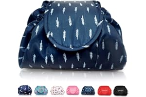 Trousse Maquillage Voyage à Cordon, Trousse de Toilette Femme & Fille Pliable étanche avec Poche zippée, Organisation One‑Step pour cosmétiques 57 cm Vavabox (Plume)