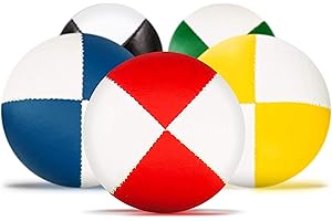 DIABOLO FREIZEITSPORT Lot de 5 balles de jonglage Bicolores Diabolo Premium Soft - 67mm Ø ✓ Hydrofuge ✓ Simili Cuir Souple I Set de jonglage pour Jeunes et Adultes