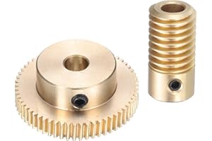 QUARKZMAN Worm Gear Set - 0.5 Modul 60:1 Reduktionsrate 5mm Lochdurchmesser Getriebewelle und 6mm Lochdurchmesser Zahnrad 60T Antriebsgetriebe (Messing)