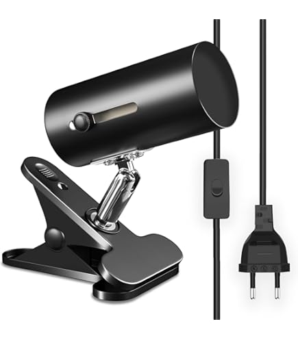 Portalampada A Morsetto E27 Con Spina - Regolabile 360°, Cavo 160 Cm, Per Lettura E Ufficio - Foto 2