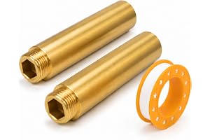 2 stycken mässing kranförlängning 3/4 tum x 100 mm, 3/4 tum IG x 3/4 tum AG | DN20 gängförlängning, 100 mm mässing förlängning montering, gängmontering kranförlängning för vattenkranar hörnventiler