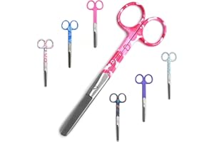 IPS MEDICAL TRAINING Forbici da infermiere dritte, colorate, Per professionisti e studenti, Punta arrotondata e acciaio inossidabile, Speciale per bendaggi, Regalo per infermieri, Accessori per infermieri (Cuori Rosa)