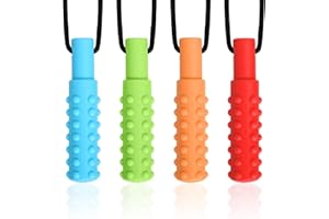 CLDY 4 PCS Sensory Chew Necklace, chew Toys for Autistic - ADHD - Biting Needs Children, Silicone Necklace Made from Food Grade Silicone Safety, Oral Motor Chewy Teether for Boys Girls