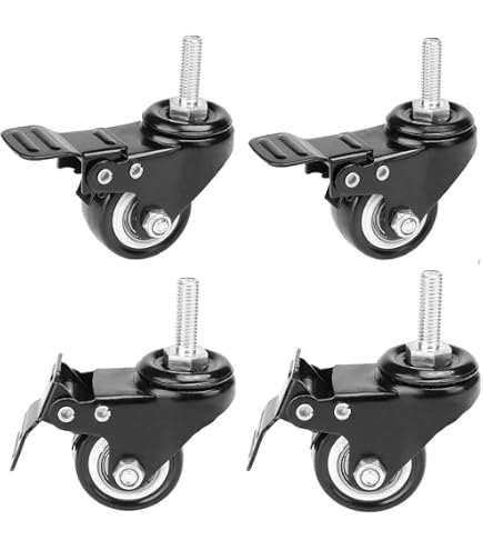 Roulettes Industrielles M12 Lot De 4 Roulettes Pivotantes Industrielles Verrouillables - 7,6 Cm Avec Frein | M12, Charge 40kg Par Roue Tige Filetée Roulettes Industrielles M12 Lot De 4 Roulettes Pivotantes Industrielles Verrouillables - 7,6 Cm Avec Frein | M12, Charge 40kg Par Roue Tige Filetée