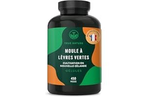 Moule Verte de Nouvelle Zelande - 2.000mg - Articulations & Cartilage Sains, Anti-Inflammatoire - 450 Gélules - Poudre de Moule Verte en capsules - SANS: Additifs, Gluten & Lactose - TRUE NATURE