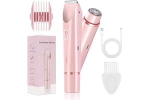 Infreecs Rasoio elettrico da donna 2 in 1, rasoio intimo per donne Pro, impermeabile bikini trimmer, rasoio elettrico Dual Head per viso, gambe, braccia e ascelle, uso bagnato e asciutto