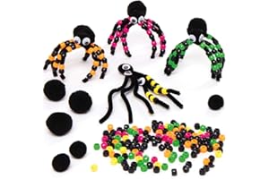 Baker Ross AX290 Kit D'Artisanat De Perles D'Araignée, Lot De 4, Décorations D'Halloween, Ensemble D'Artisanat De Cure-Pipe Pour Les Activités Effrayantes Des Enfants