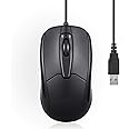 Perixx PERIMICE-209U Wired USB Mouse with Scroll Wheel for Left or Right-hand Use, for Computers and Laptops, Black