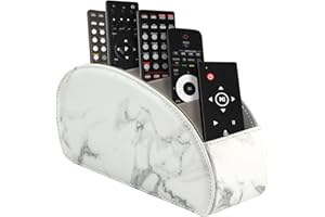 WAYIFON Fernbedienungshalter mit 5 Taschen, Große Halterung für TV, DVD,4K Stick und Bluray Fernbedienungen, Fernbedienung Aufbewahrung für Stifte，M-Marmor Weiß