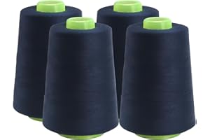 FOGAWA 4 rotoli * 5000 yards Rocchetti di filo da cucito 40S/2, Filato da cucito universale poliestere filo da cucito a mano Filo da cucire per Cucito, Quilting, Patchwork(Blu scuro 2991)