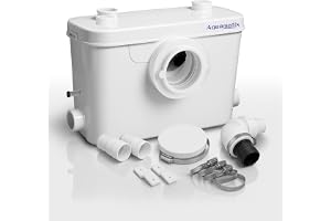 Aquamatix sanitär kvarn 400 W sanitär lyftpump 100 l/min 7 m vertikalt pumpavstånd med 3 inlopp för toalett, handfat och bad med kolfilter