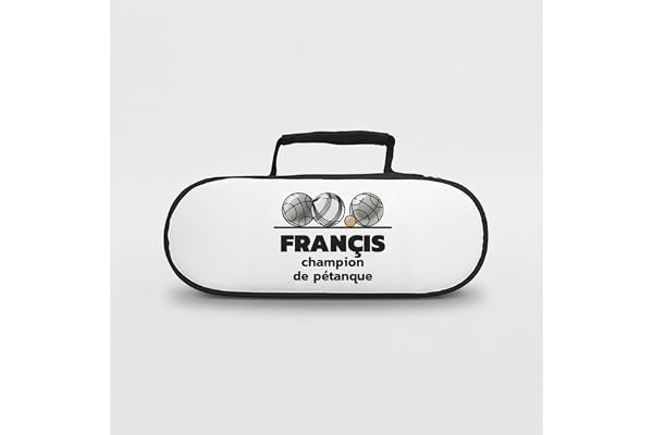 Mygoodprice Sacoche Housse Boules pétanque Pictogramme Triplette et cochonnet avec Texte Personnalisable