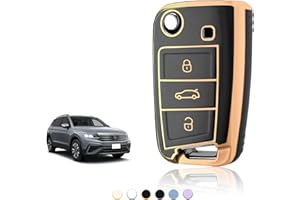 TOOMUME Car Key Cover TPU, Car Key Case Fit for VW Volkswagen Golf 7 Mk7 Polo Jetta Tiguan Seat Leon Fabia Ibiza Skoda Fabia Octavia Superb, Protective Key Fob Cover Key Fob Case - Flip Key