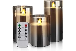 YMing Candele LED Senza Fiamma Reale, Set di Cera Autentica Candele Decorative in 3 Pezzi(10 cm, 12,5 cm, 15 cm), Decorazione Casa, Ristorante, Ufficio, Ambiente Romantico e Caldo