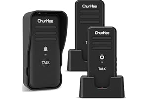 ChunHee Wireless Intercom Doorbell Chime for Home, Two-Way Talk Security System 3000ft/1000m, 2500mAh, 14 Chime, 4 Volume, 1 Doorbell & 2 Intercoms
