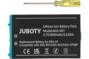 JUBOTY 950mAh Gameboy Advance SP Battery, 2025 New Upgrade Rechargeable Lithium-Ion Ultra High Capacity Battery for Nintendo GBA SP Models AGS-001 AGS-003 SAM-003 Game Console with 1 Repair Tool