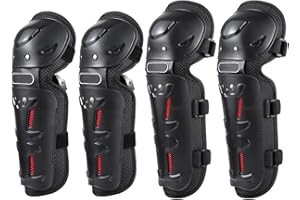 QISUO Genouillères VTT, 4 PCs Vélo Genouillère et Coudières Gardes Vélo VTT Vélo Moto Equitation Support De Genou Protection Pads Gardes Sports De Plein Air Vélo Genouillère Protecteur