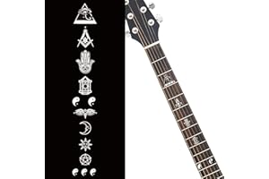 PLIGREAT 2 Stück Gitarrenhals Griffbrettaufkleber, Inlay Sticker Set Gitarre Devil'S Eye Design, DIY Gitarrenaufkleber Abziehbilder Für Musikgitarre Bass Akustikgitarre E Gitarre, Schwarz Und Weiß