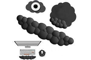 Delmkin Tapis de souris avec repose-poignet - Ergonomique - Repose-poignet - Clavier - Avec dessous de verre - Pour jeux et bureau - Noir