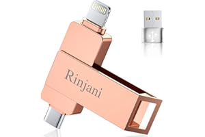 (Sin App) Pendrive 128 GB para iPhone Apple Certificación,Rinjani Pen Drive USB C para iPhone 15/16,OTG Android Smartphone,iPad,Mac,PC,Memoria USB 3.0 Externa Photo Stick Flash DriveMFi Lightning