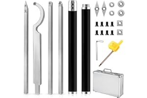 XMSZQU Set di 25 Accessori per Utensili,Tornio per la Lavorazione del Legno in Metallo, Tornitura di Acciaio Legato Inclusa Fresa a Collo d'oca/Fresa Quadrata/Fresa Diamantata/Utensile per Tornitura Rotonda