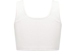 MSemis Teenager Mädchen Sport BH Bustier Crop Top Baumwolle Sport Bra mit Pads Trägertop Tank top Yoga Jogging Tanz Oberteil Gr.98-164