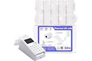 SWIPARO - Rouleau tpe 57mm x 9m x 12mm – Rouleaux pour terminal carte bancaire – Bobine papier thermique 57x30x12 - sans BPA (50 Bobines)