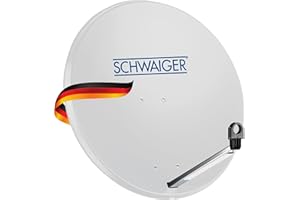 Antenne satellite numérique (75 x 85 cm) Schwaiger 714166 - Avec bras-porteur LNB et support de mailles - Anthracite - Miroir en acier - Pour recevoir la TNT en Full HD, 3D et 4 K (Ultra HD)