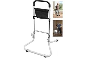 JAOGAUS Aufstehhilfe Toilette, Gehhilfe für Senioren, Aufstehhilfe Bett Höhenverstellbar 76-91 cm (mit Smart Sensor-Licht + Aufbewahrungstasche), Stehhilfe für Sofa/Treppen