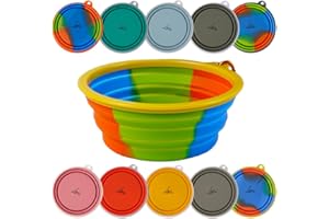 Ligo - EBBY 2PZ Ciotola per Cani da Viaggio, Portatile per Acqua e Cibo, Pieghevole con Moschettone (GIALLO)