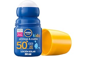 NIVEA SUN Protege & Cuida Kids - Roll-On FP50+ - Protector Solar Infantil - Protección UVA/UVB Muy Alta - Resistente al Agua - Aplicación Fácil - Para Niños desde 3 años - Piel Delicada - 50 ml