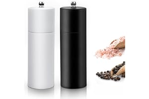 Moulin a Poivre, Lot de 2 Moulin Sel Poivre en Bois, Classique Moulin à Sel et Poivre Manuel, Réglables Broyeur d'Épices en Céramique, Salieres et Poivrieres Vides 16,5 cm, Pour Sel de Mer, Piment