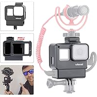 ULANZI V2 Vlogging Protective Housing Case Shell - Frame Cage with Cold Shoe Mount for Microphone LED Video Light, Compatible with GoPro Hero 5 6 7,Action Camera Accessories