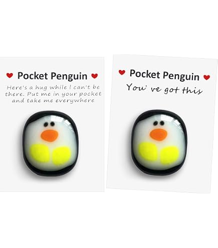 Pocket Hug Pinguino Positivo Fatto A Mano Con Portafortuna E Biglietto D'Incoraggiamento, Regalo Emotivo - 6