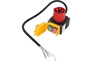 AYYDS Schalter-Stecker Kombination, KOA7 250V, 50Hz 3 Phasen Geräteschalter Maschinenschalter mit Phasenwender, Notaus-Klappe und 60cm Kabel, Kompatibel KEDU KOA7