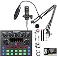 MICYUSHENG Recording Studio Equipment Podcast Equipment Bundle kit,Audio Interface with All-in-OneDJMixer&Studio Broadcast Microphone,Perfect for Recording,Live Gaming, Streamingwith PC,Smartphone