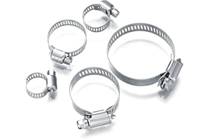 Heavy Duty Stainless Steel Worm Drive Hose Clamps Reusable Hose Clamps 5 Assorted Size (18 mm to 27 mm) Marine, Automotive, Plumbing, Fuel Line, Radiator Clip Set of 10 Water Pipe Clamps DEALONIC