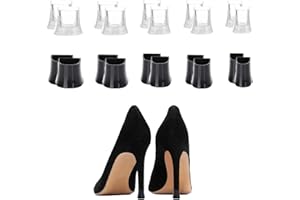 PCSFOE 10 paia di protezioni per tacchi alti, scarpe da ballo, silenziose, resistenti all'usura, tacchi alti, per erba, matrimonio, attività all'aperto, colore nero, trasparente (5 taglie Xx/Xs/S/M/L)