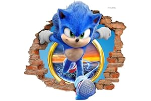 QUEENWIFF Sonic Wall Decals Sticker,Children Cartoon Bedroom Background Wall Decoration Self Adhesive Wall Sticker,Hedgehog Video Game Sticker Birthday Party Supplies