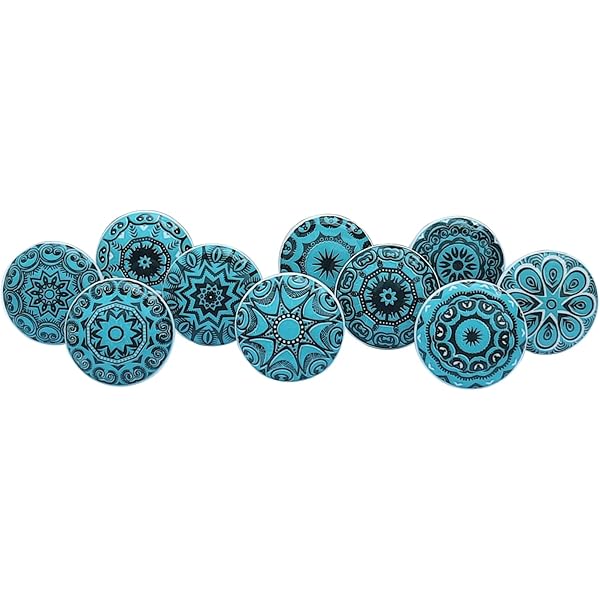 Shabby Restore Aqua Blue Bubbles Glass Dresser Drawer, Kitchen Cabinet - View #4