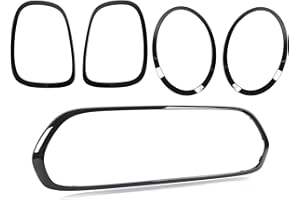 SRUM Embellecedor para Faros Delanteros, 5 Piezas, Color Negro Brillante, Cubierta Envolvente para Faros Traseros, Marco de Repuesto para Mini F55 F56 F57 One Cooper S JCW 2014+