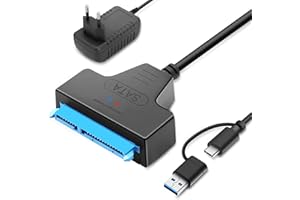 Wowfast SATA USB Adapter, für Externen und Internen Festplatten 2,5 & 3,5 SSD/HDD SATA to USB Adapter Mit 12V 2A Netzteil Kompatibel mit Windows, Mac und Linux